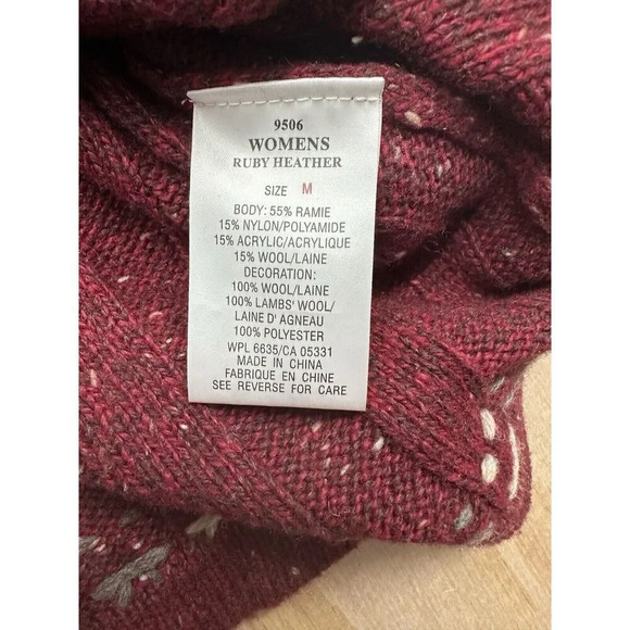 Woolrich 1/4 Zip Women’s Medium Ruby Heather Ramie Wool Blend Outdoor  M - Picture 4 of 6